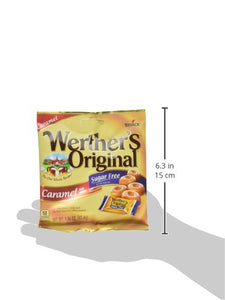 WERTHER'S ORIGINAL Sugar Free Caramel Hard Candy, 1.46 Ounce Bag (Pack of 12), Hard Candy, Bulk Candy, Individually Wrapped Candy Caramels, Caramel Candy Sweets, Bag of Candy, Hard Candy Bulk