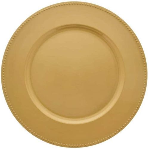 Greenbrier International Charger Plates | Gold Color Beaded Rims | 13 in | Home Décor | Thanksgiving, Christmas, New Year Dining (Set of 4). (4)