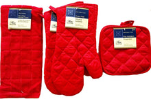 Load image into Gallery viewer, Home Collection Kitchen Linen Set (2 Oven Mitts, 2 Pot Holders, 1 Kitchen Towel) (Red)