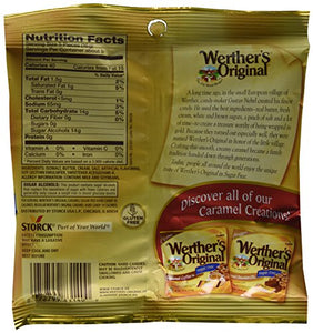 WERTHER'S ORIGINAL Sugar Free Caramel Hard Candy, 1.46 Ounce Bag (Pack of 12), Hard Candy, Bulk Candy, Individually Wrapped Candy Caramels, Caramel Candy Sweets, Bag of Candy, Hard Candy Bulk